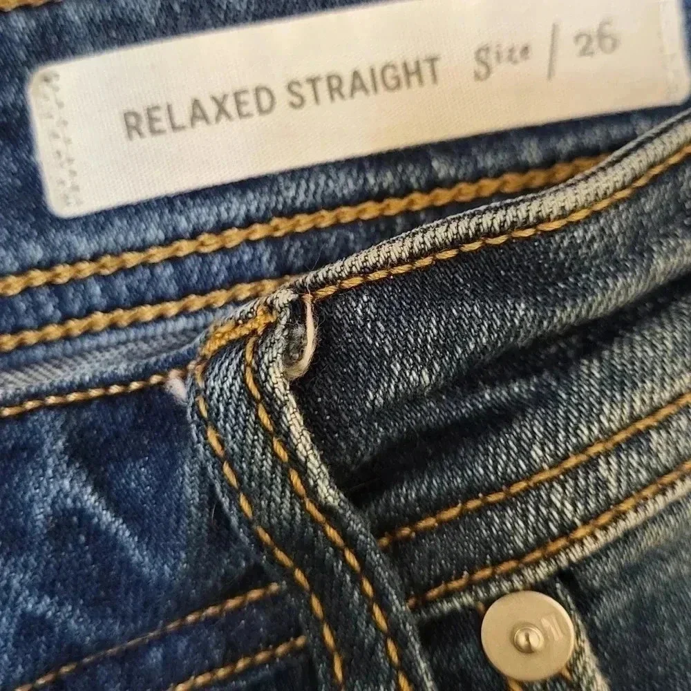 Pilcro and the Letterpress Anthropologie Relaxed Straight Red Stripes Jeans(26)